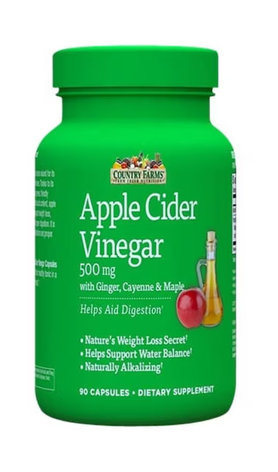Country Farms Apple Cider Vinegar 500mg Capsules – 90 Count